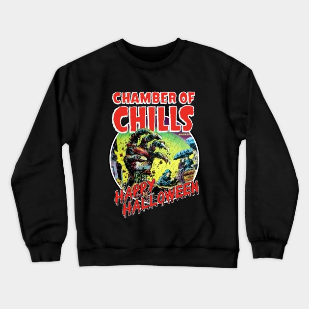 Happy Halloween Chamber of Chills Retro Tee Crewneck Sweatshirt by Joaddo